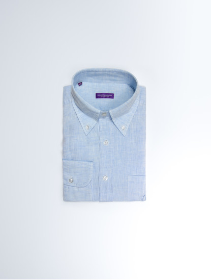 Patrick Hellmann Collection100% Linen Light Blue Shirtimage725